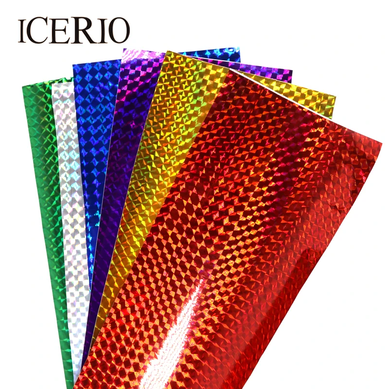 

ICERIO 6PCS 10*20cm Holographic Adhesive Film Flash Tape for Lure Making Fly Tying Materail Metal Hard Baits Flies Color Sticker