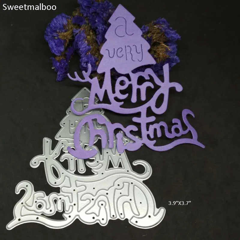 

Cutting Dies New 2024 Merry Christams Tree Letter Scrapbooking Dies Metal Craft Die Cut Stencil Embossing Paper Card Making DIY