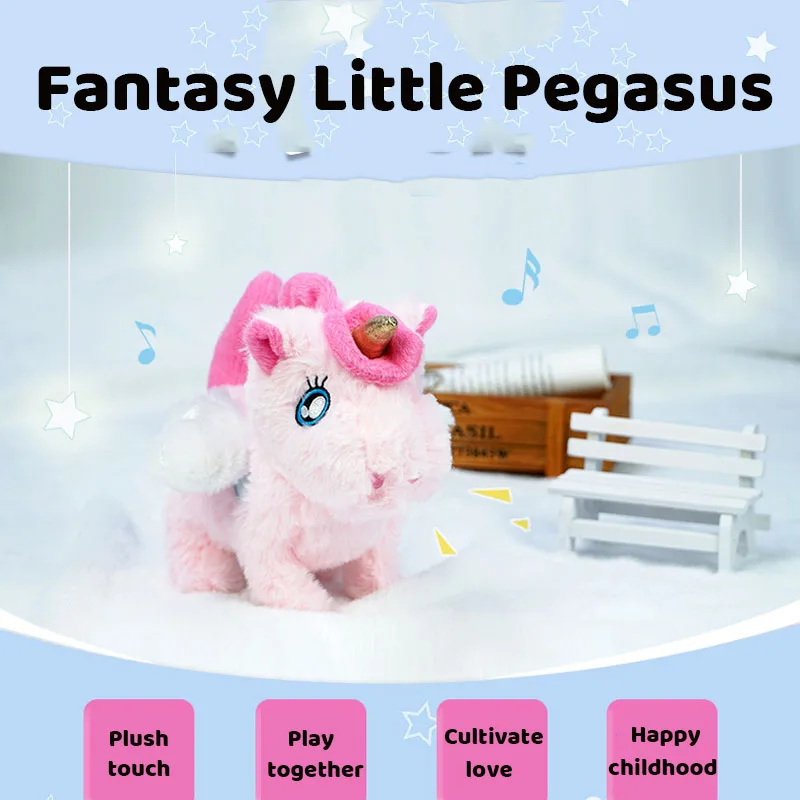 Giocattoli di peluche Unicorns da passeggio elettrici bambole di animali di peluche per bambini giocattoli elettronici per l'educazione precoce regali di natale per bambini