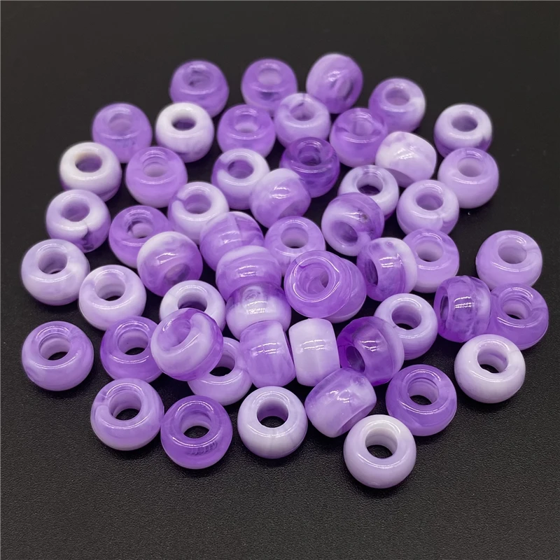 50pcs 6x9mm Big Hole Acrylic Beads Hair  Loose Spacer  for Jewelry Making Necklaces Earrings Bracelets Handmade Diy