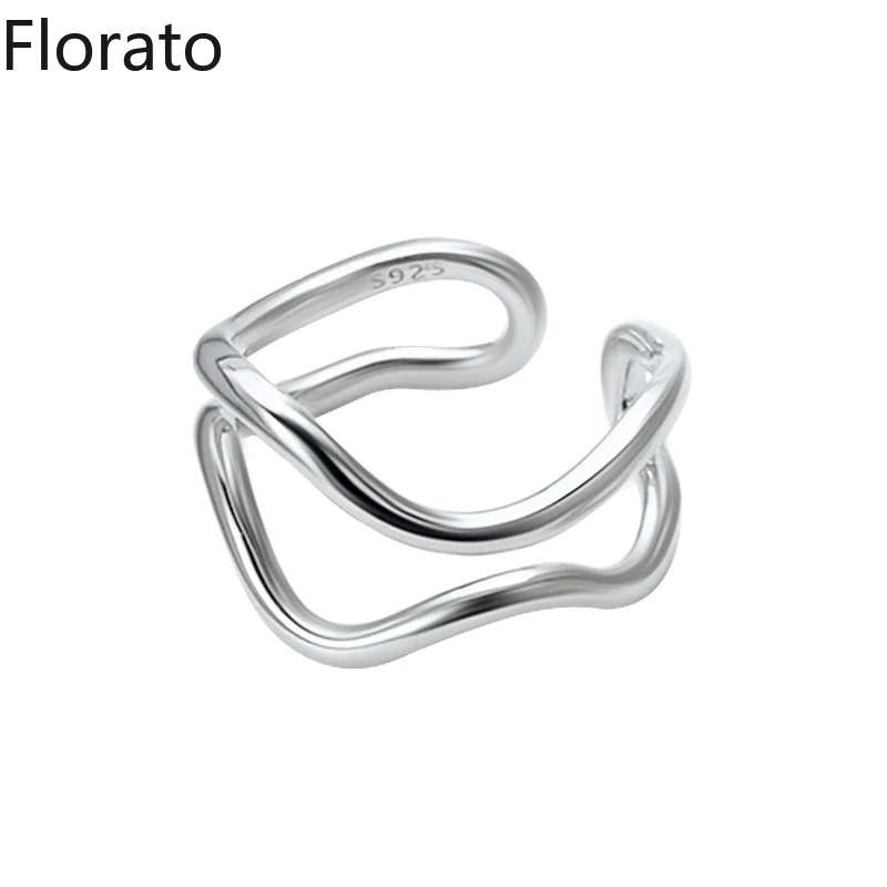 خواتم مطلية بالذهب والفضة 2021 العصرية على نحو سلس موجات غير منتظمة للنساء هندسية مفتوحة البنصر الحد الأدنى مجوهرات هدية A45 #4