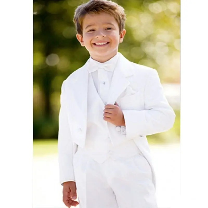 New Fashion White Boys abbigliamento abiti da cerimonia formale abiti da festa per bambini in tre pezzi personalizzati (giacca + gilet + pantaloni)