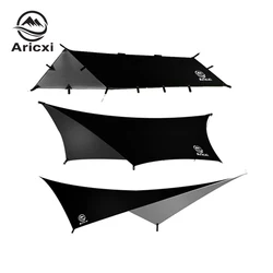 Aricxi tarp 210t polyester Ultralight muşamba açık kamp siyah gümüş kaplama anti-ultraviyole kare altıgen güneş barınak Tarp