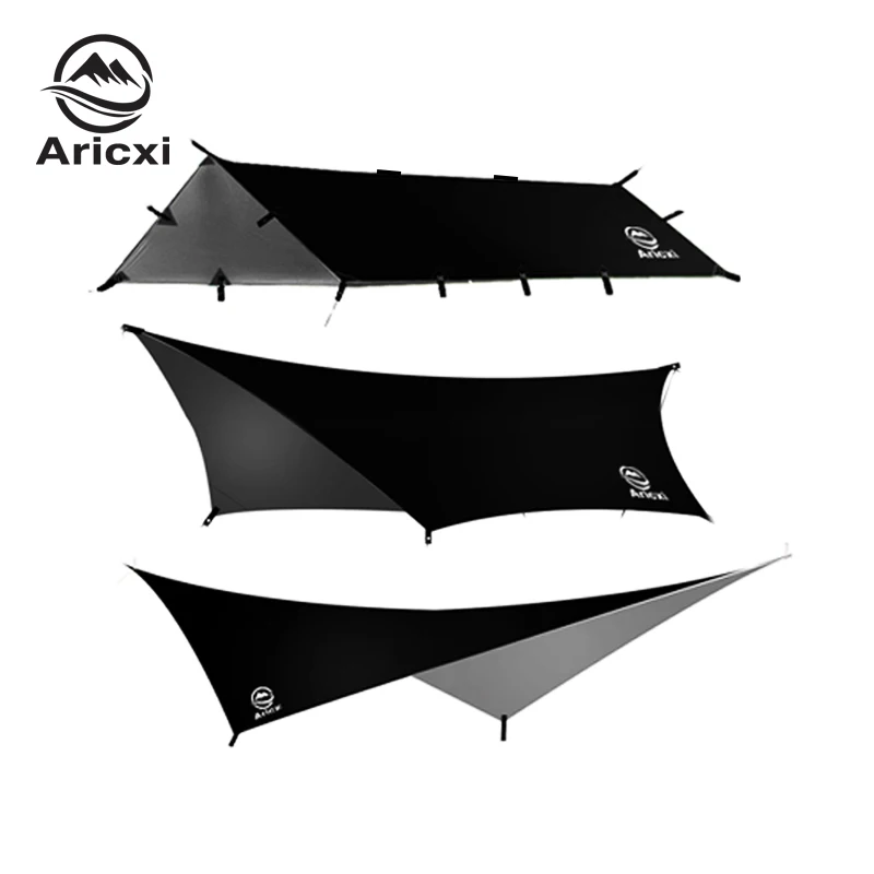 Plandeka Aricxi 210t poliester Ultralekka plandeka Outdoor Camping czarna srebrna powłoka Anti-ultrafioletowa kwadratowa sześciokątna plandeka przeciwsłoneczna