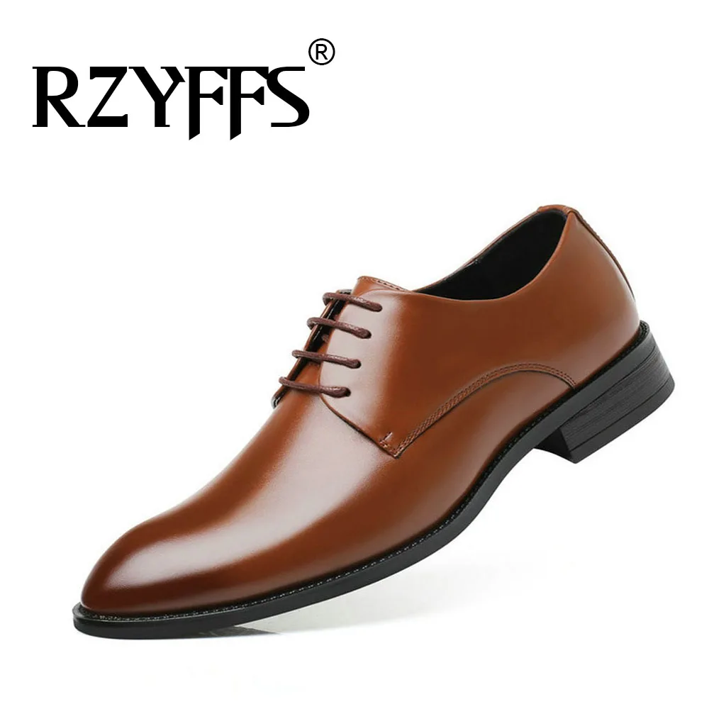 Men Dress Shoes Luxury Fashion Men Formal Leather Pointed Toe Shoes  Wedding Shoes Men Business Casual Oxford Shoes  D12-25