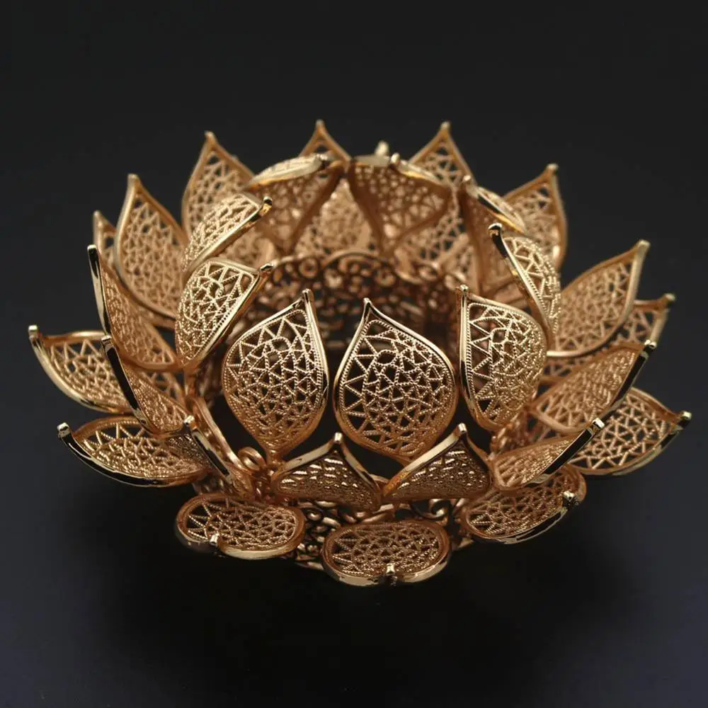 1 Brass Jewelry Decoration Casted 3 Layer Lotus Flower Coronets Tiaras Hair Head Queen Crown Headband Hair Accessories Headpiece