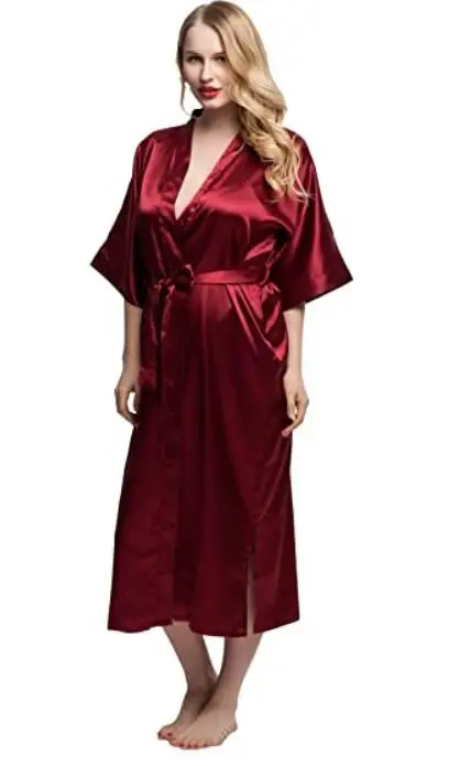 Women Silk Satin Long Wedding Bride Bridesmaid Robe Kimono Robe Feminino Bath Robe Large Size XXXL Peignoir Femme Sexy Bathrobe