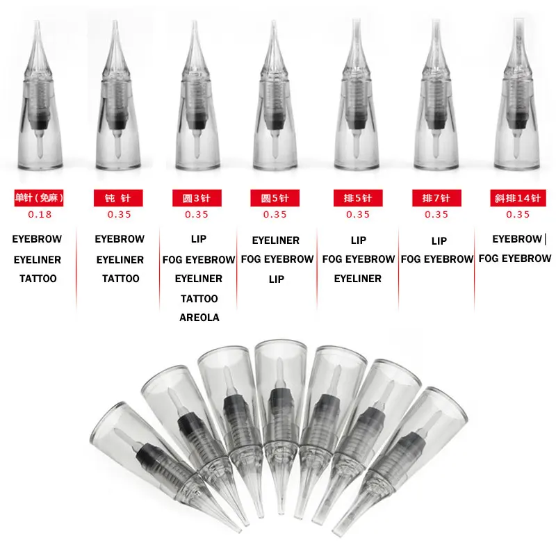 10PCS Permanent Make-Up säure-freies Nadel Patronen 1R/3R/5R/5F Einweg Sterilisiert Derma Power nadeln für Tattoo Stift Maschine