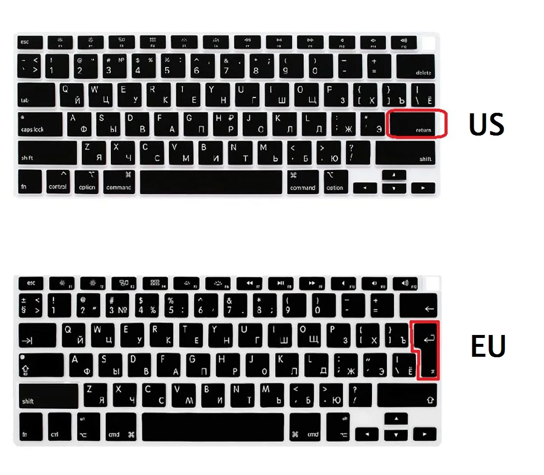 Soft for Macbook Air 13 2018 2019 touch ID A1932 Russian EU US Keyboard Cover Silicon For Macbook Air 13 2018 Keyboard Skin