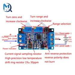 0-20mA 4 -20mA to 0-3.3V 0-5V 0-10V Current To Voltage Module Power Supply Voltage Transmitter Signal Converter Board