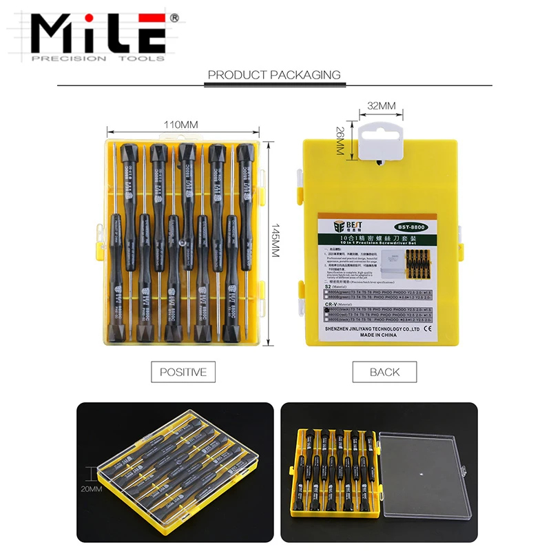 MILE 10 in 1 Magnetic Phillips Pentalobe Tri-wing Torx cacciavite Set strumento di riparazione per PC Laptop Iphone cellulare BST- 8800C