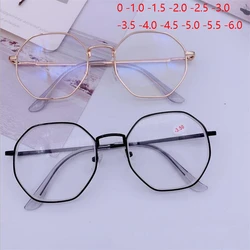 Men Vintage Anti Blue light Minus Glasses Frame With Degree Round Women Myopia Lens Nearsighted Glasses 0 -1.0 -1.5 -2.0 To -6.0