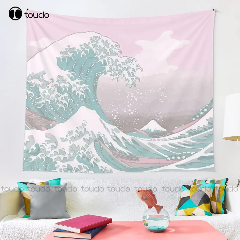 Pastel The Great Wave Off Kanagawa Tapestry Unique Tapestry Wall Hangings Blanket Tapestry Bedroom Bedspread Decoration