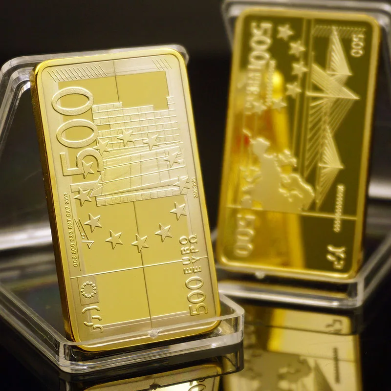 جميل جدا 500 اليورو الذهب البنكنوت بار 24k 999.9 معدن مطلي بالذهب القضبان هدايا تذكارية