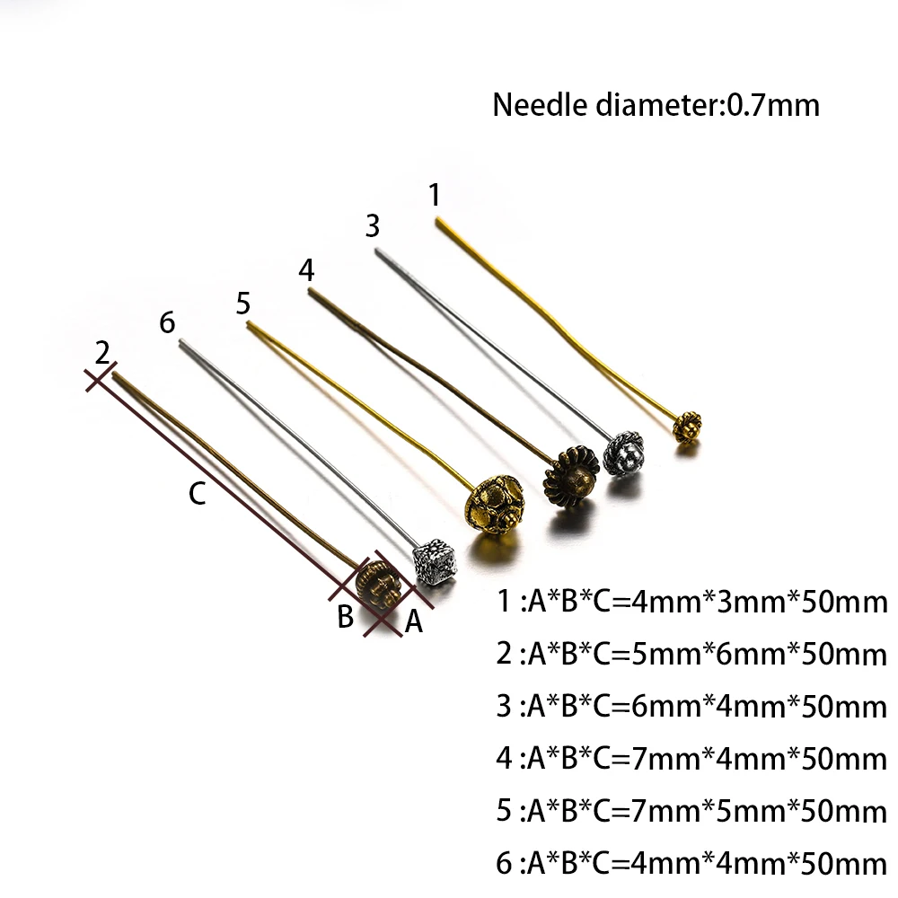 20pcs 50mm Gold Flower Head Pins For Jewelry Making Diy Beads Ball Pins Needles Findings Women Jewelry Accessories Headpin image 5