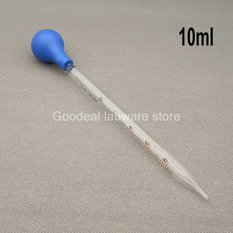 4pcs/lot Glass Graduated Pipette Dropper Vol. 1ml/2ml/3ml/5ml/10ml Transfering Pipette with Rubber Head