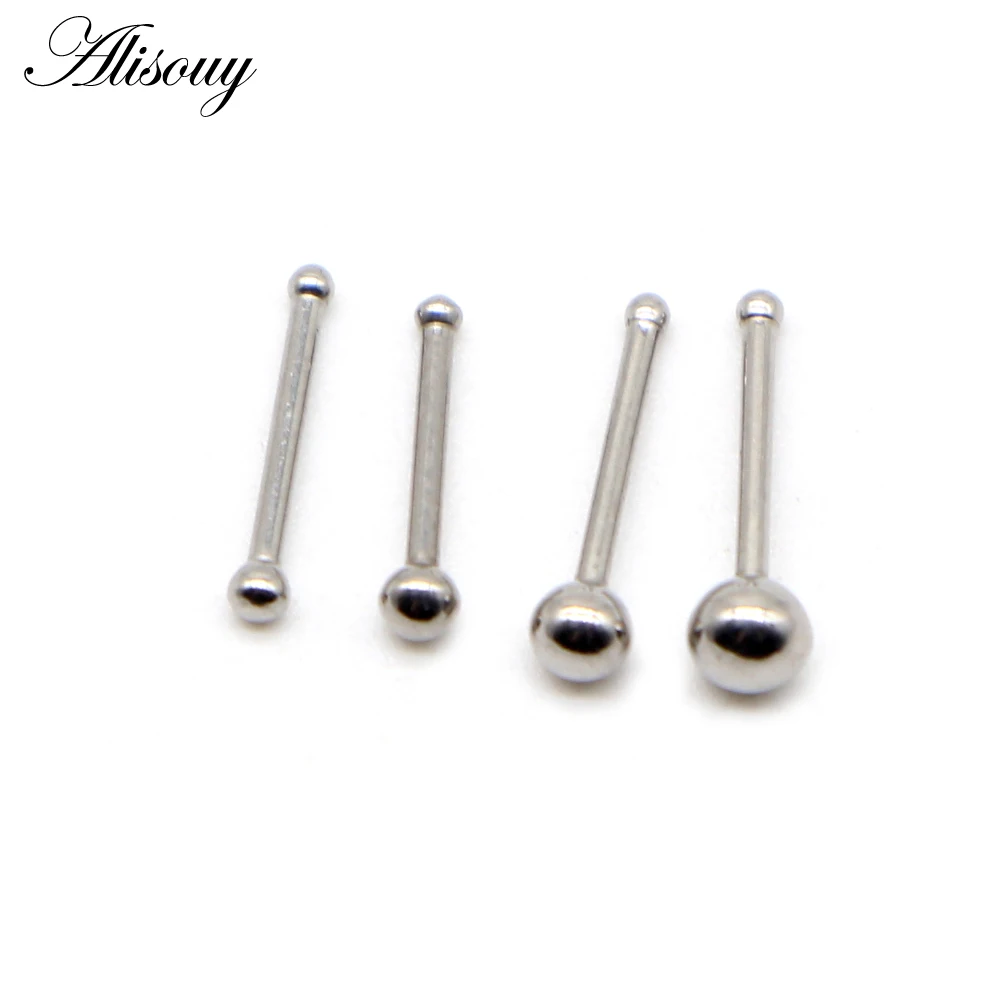 Alisouy 1PC Nose Studs Bar 316L Stainless Steel Ball Nose Piercing Pin Earrings Nariz Women Nose Rings Fashion Body Jewelry