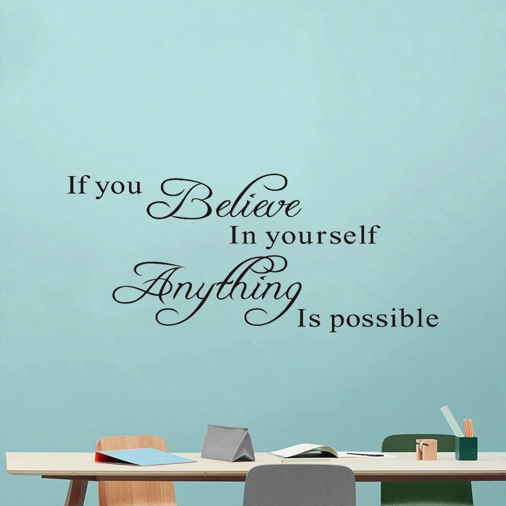 if you believe in yourself anything is possible inspirational quotes wall decals decorative wall stickers vinyl art home decor