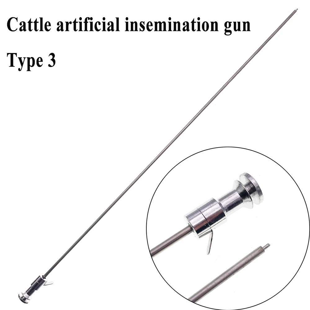 2PCS Cattle Cow Bovid Artificial Insemination Gun Catcher Pipe Tube Casing Needle Dairy Pasture Veterinary Equipment Tools