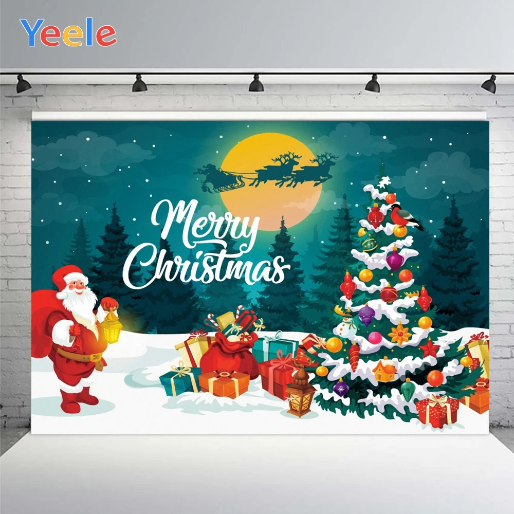 Yeeleการ์ตูนMerry Christmas Tree Santaของขวัญถ่ายภาพฉากหลังการถ่ายภาพสำหรับสตูดิโอถ่ายภาพProp