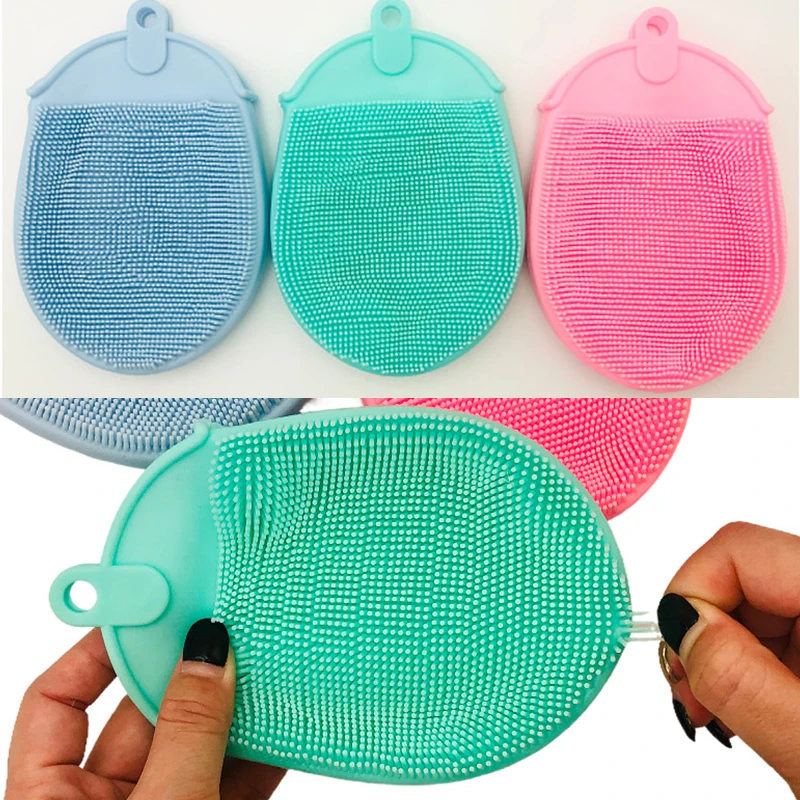 

Silicone Massage Bath Brush with Hook Soft Exfoliating Gloves Baby Showers Cleaning Brush Mud Dirt Remover Scrub Showers Bubble