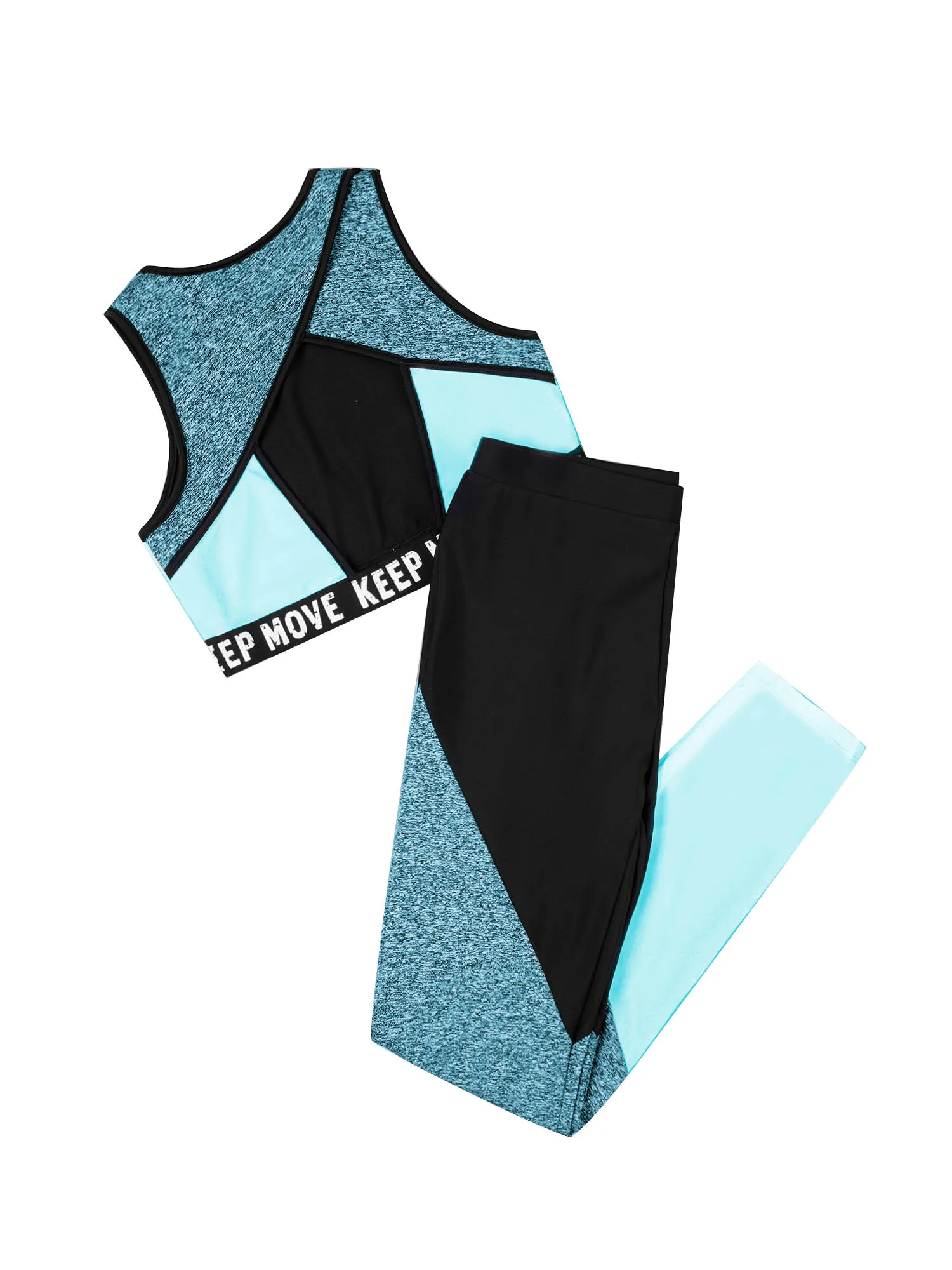 Kinder Mädchen Sportswear Workout Gymnastik Outfits Laufende Sport Oansatz Breiten Schulter Tops + Hosen Kleidung Set Mädchen Active