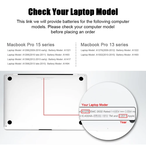 Imagen 2 del producto SKOWER batería del ordenador portátil para Apple Macbook Air 11 13 pulgadas A1466 A1370 A1369 A1465 reemplazo A1375 A1406 A1405 A1377