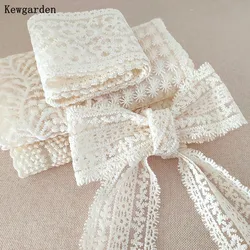 Kewgarden haftowany wzór kwiecisty z koronką DIY łuki akcesoria do włosów wstążka Handmade sztuka szycia zrobić Tutu tkaniny 5 metrów