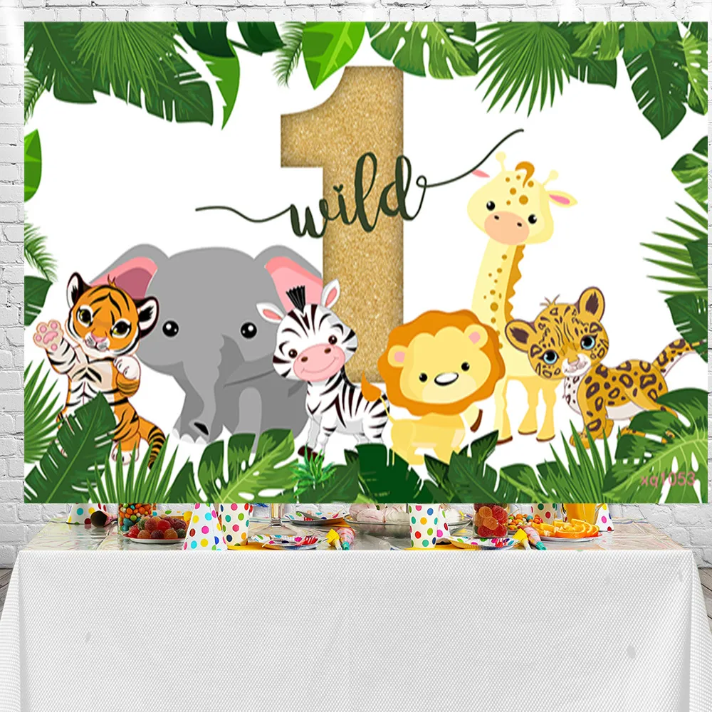 Sensfun Happy Birthday Jungle Theme Photo  Party Background Vinyl Booth Props Photocall Background Photo Studio Banner