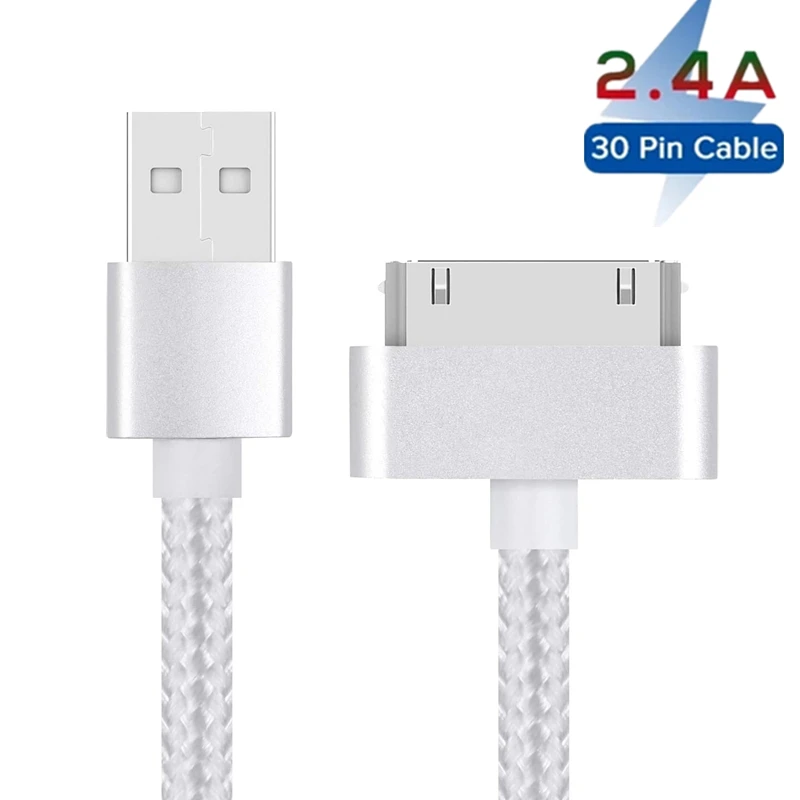 1m 2m 3m Pleciony kabel USB do ładowania danych dla iPhone 4S 4 S 3GS iPad 1 2 3 iPod Nano iTouch Szybkie ładowanie Kabel do synchronizacji danych