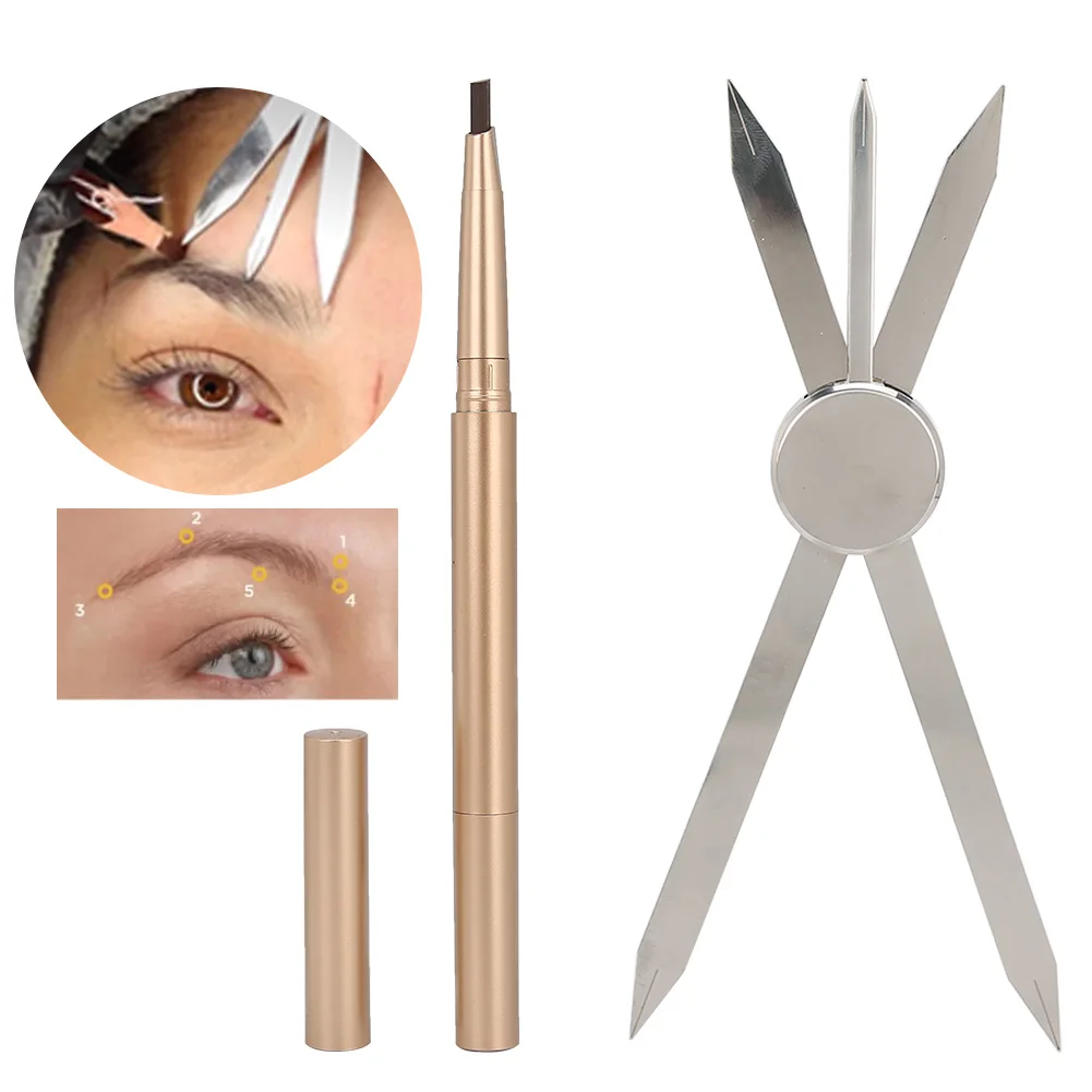 2Pcs Set Tattooing Eyebrow Drawing Tool Eyebrow Ruler Pencil  Guide Template Tools Makeup Shaping Stencils Face Grooming Tools