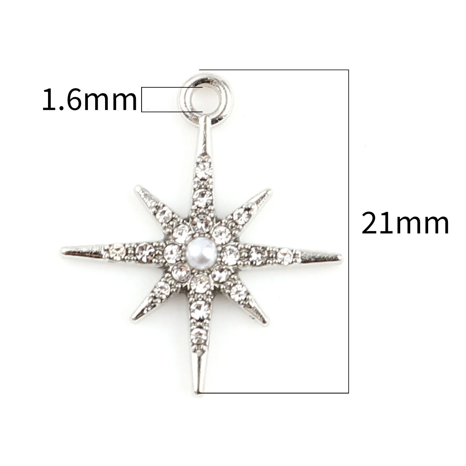 DoreenBeads Fashion Galaxy Charms Star Rhinestone Silver Color Metal Pendants DIY Making Necklace Earrings Women Jewelry,5PCs
