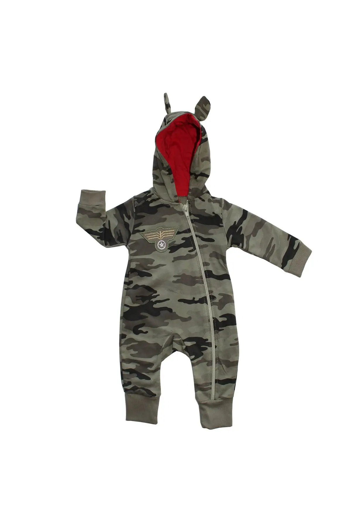 Khaki Crested Camouflage Baby Jumpsuit