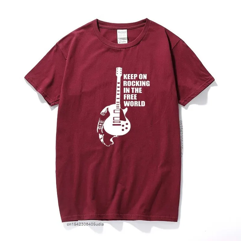 Keep On Rocking In The Free World T Shirt Neil Young Free World Tshirt New Summer Top Cotton T-Shirt Men Euro Size