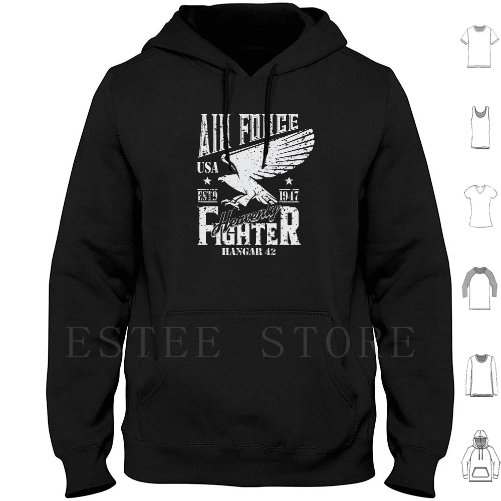 Air Force Heavenly Fighter ( White ) Hoodie Long Sleeve Spitfire Ww2 Warthunder World Of Warplanes Flight Airplane Fighter