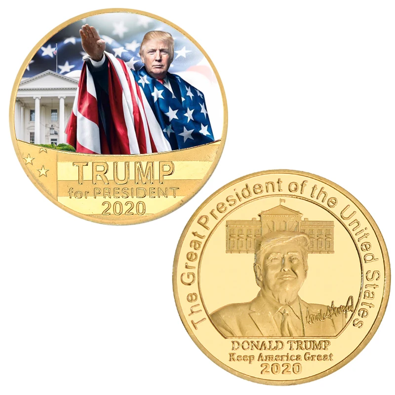 Donald Trump 2020 Gold Plated Coin Collectibles with Coin Holder USA President Original Coin Set Gifts for Man Dropshipping