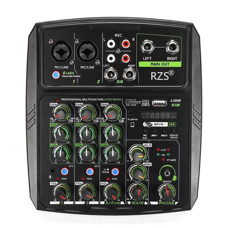 Rzs B4 Áudio Phối Bluetooth Gravação Placa De Som Telefone Transmissão Ao Vivo Dj K Música Ktv 4 Kênh Đào Usb/Pc Para Microfone Đồng