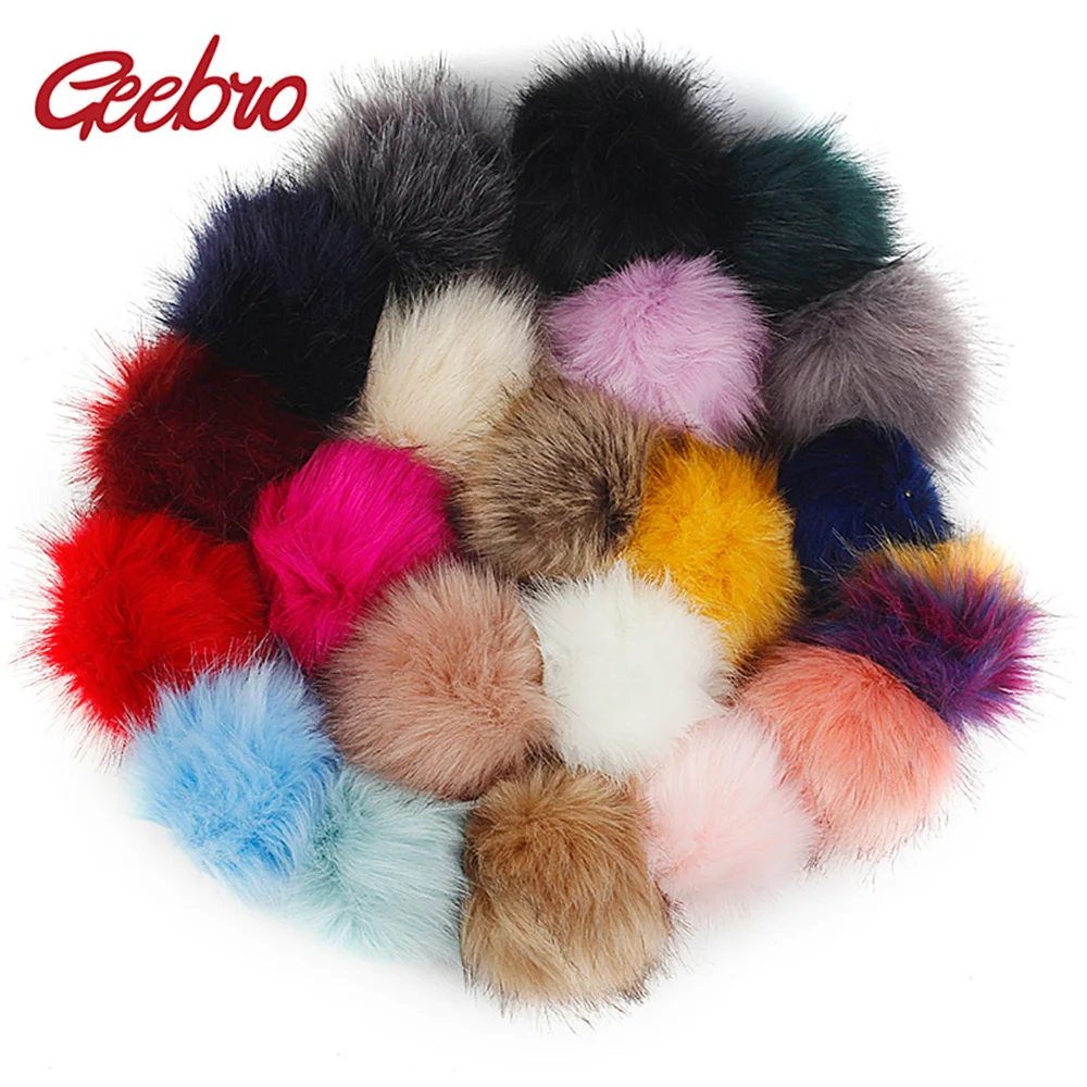 

Geebro Solid Color Fashion Cute DIY Hairball Beanies Ball Lovely 12cm Faux Fur Pompom For Bag Shoes Caps Headband Accessories