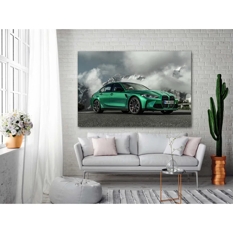 Supercar poster M3 competition green metal sports car wall art picture print living room decoration painting