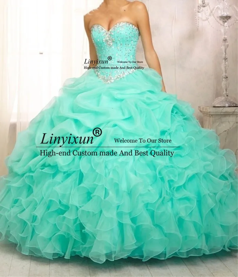 Cheap Ball Gowns Sweet 16 Long Mint Green/Pink Quinceanera Dresses With Jacket For Quinceanera 15 Years Vestidos De 15 Anos 2020