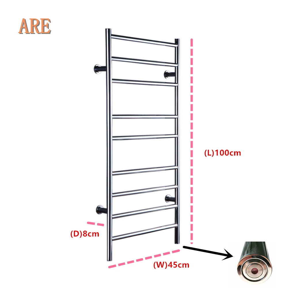 Imagem -04 - Toalheiro Elétrico de Parede com Escada 304 Rack Aquecido de Aço Inoxidável para Toalhas Rack Aquecido para Parede