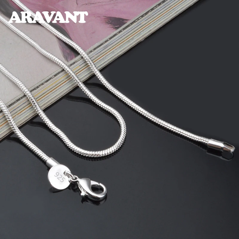 Aravant 925 Silver 2MM Snake Chain Necklace For Men Women Fashion Jewelry Gifts