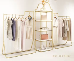 Clothing store clothes hanger women's clothing store shelf display rack side hanging ground type clothes hanger decoration shelf