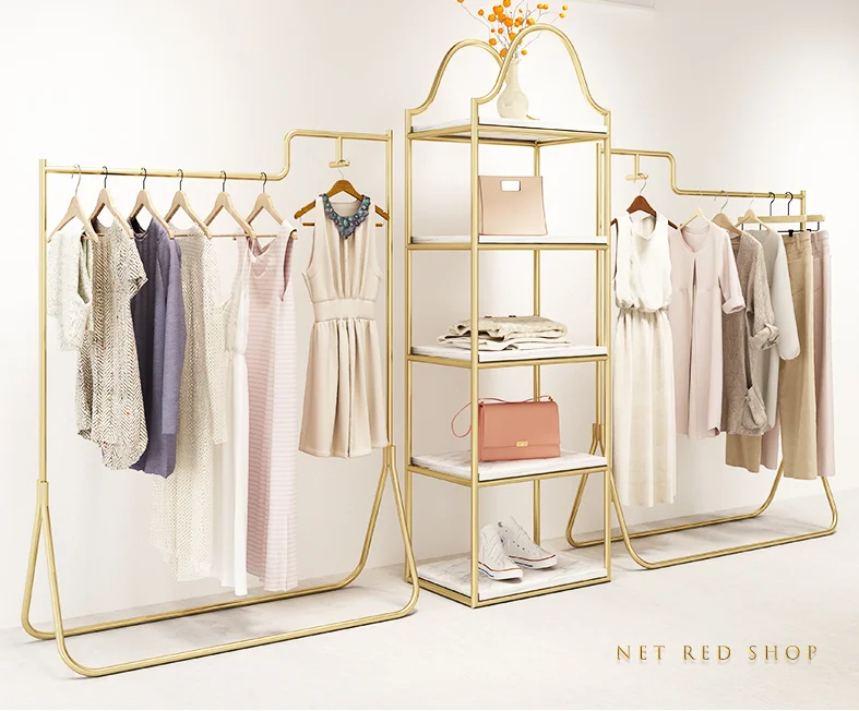 Clothing store clothes hanger women's clothing store shelf display rack side hanging ground type clothes hanger decoration shelf