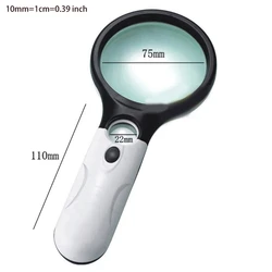 E5BE Magnifying Glass with Light 3x 45x Illuminated LED Magnifier Handheld Lighted Magnifying Glasses Seniors & Low-vision