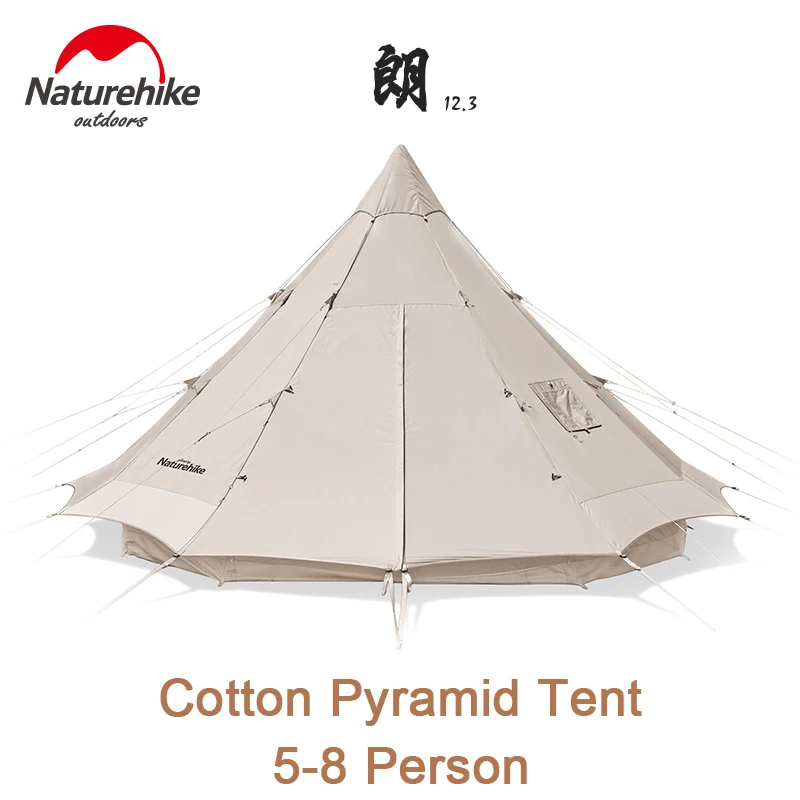 

Naturehike Lang Cotton Camping Pyramid Tent 5-8-Person Outdoor Party Travel Large Tent Portable Breathable With a Chimney Hole