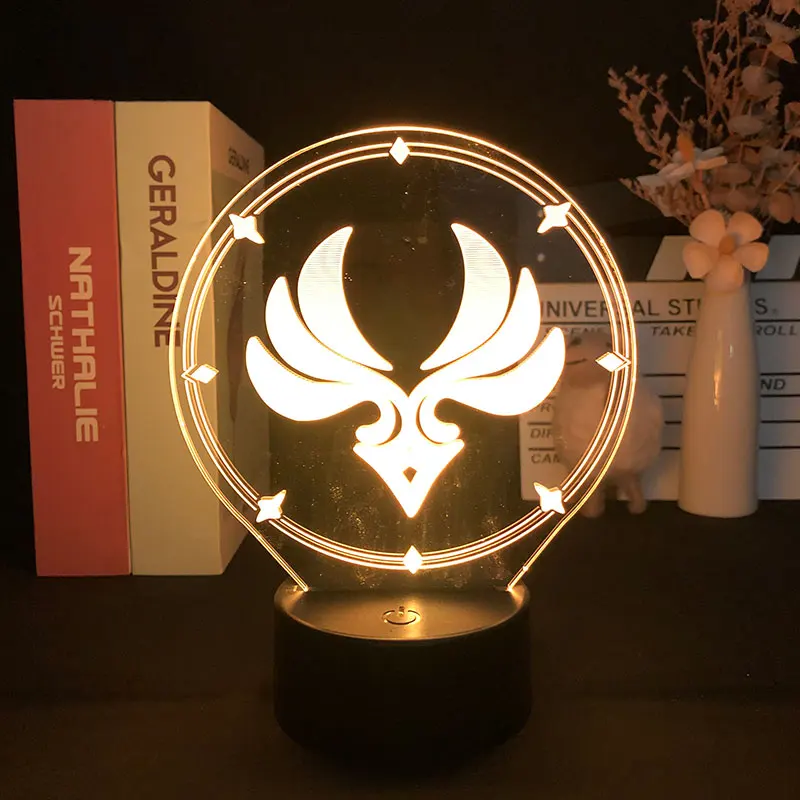 Genshin Impact Wind Elements Game 3D Night Light Bedroom Decor Light Cute Birthday Color Gift LED Lamp Manga Kid Love Present