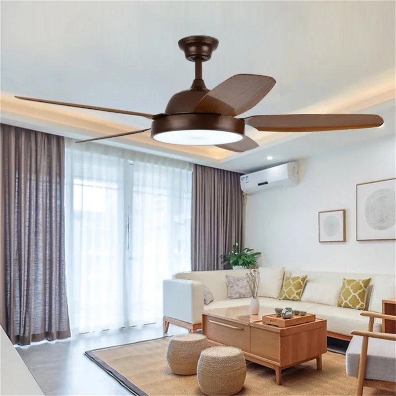 OURFENG Decke Fan Licht Braun Mit Fernbedienung 3 Farben LED Moderne Dekorative Für Home Schlafzimmer Parlor Esszimmer