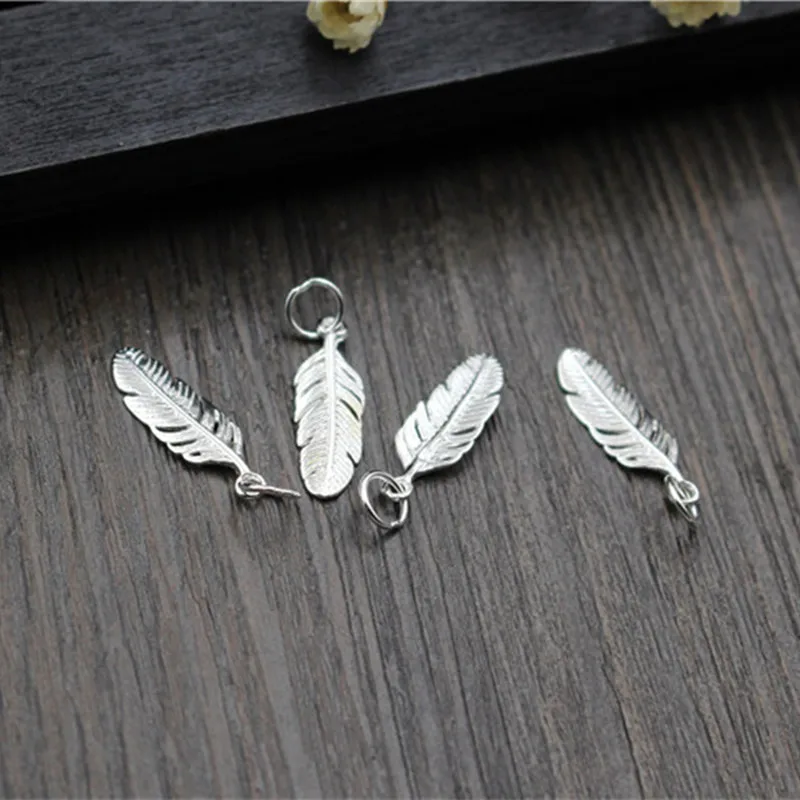 925 Sterling Silver Female Earring Jewelry Accessories Feather Pendant Charms Jewelry Findings for Women Bracelets Accessories