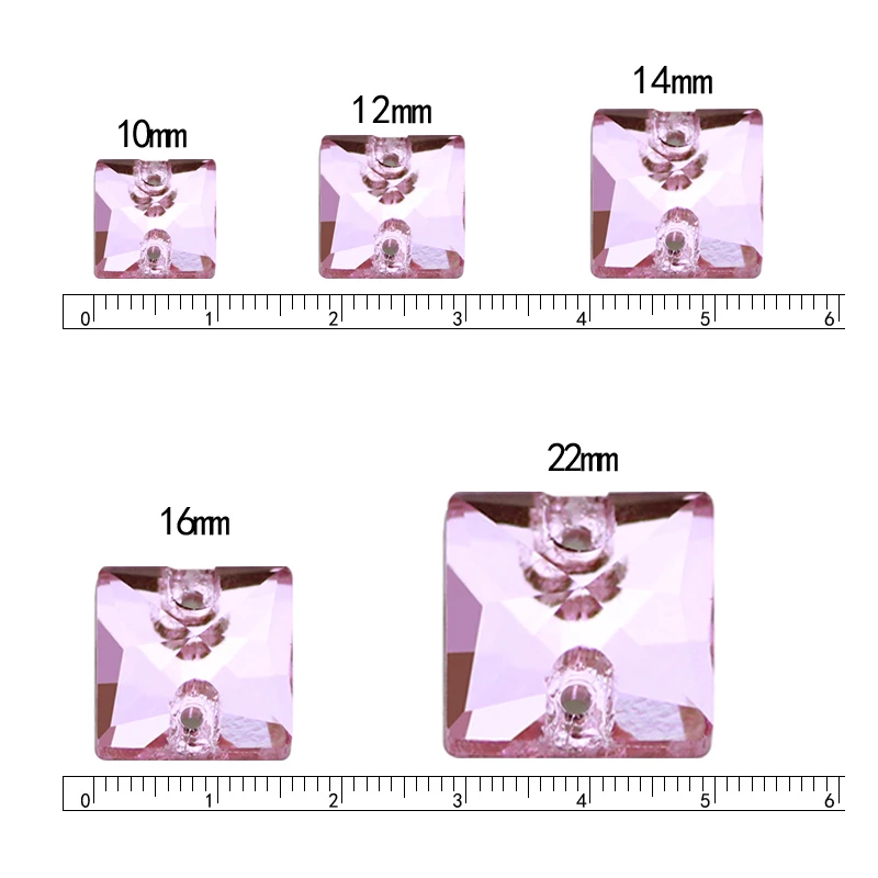 8,10,12,14,16,22mm  popular colors Square Sew on Rhinestones Glass Crystal  Flatback sew-on stone Beads Dress Craft Supplies